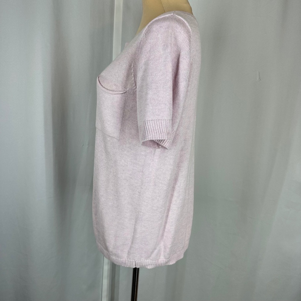GAP Pink Lightweight Knit Short Sleeve Pocket Sweater Top Size S - Picture 6 of 9